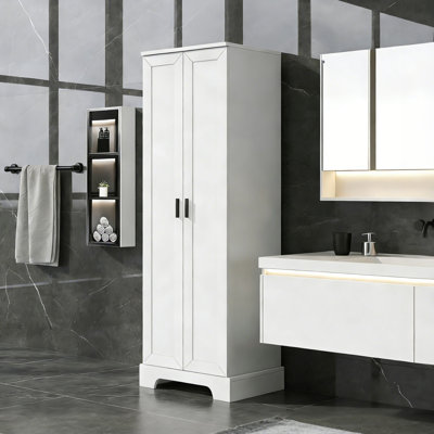 Freestanding Bathroom Storage Cabinet With 2 Doors And Adjustable Shelf