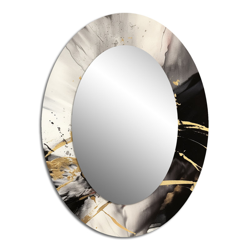Or et gris Flusion Fusion II - miroir mural ovale moderne doré, 40 po x 30 po