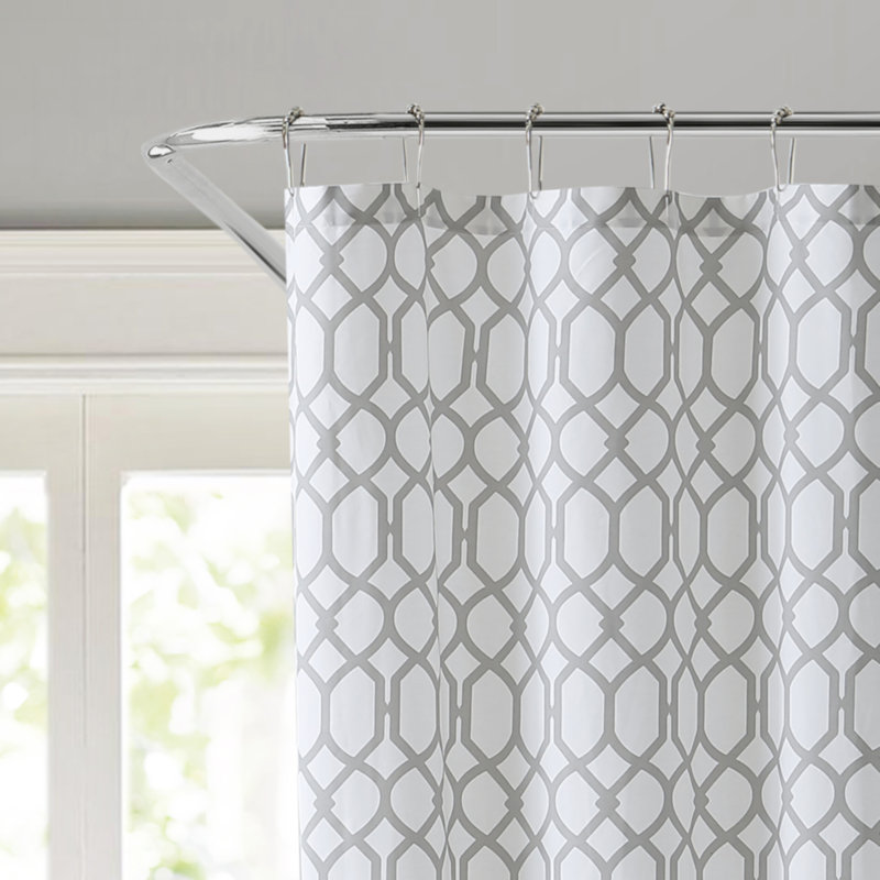 Shoreline Cotton Geometric Single Shower Curtain, Gray