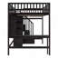 Lit mezzanine double avec bibliothèque, tiroirs, bureau et armoire-espresso-2095817360-2095817363