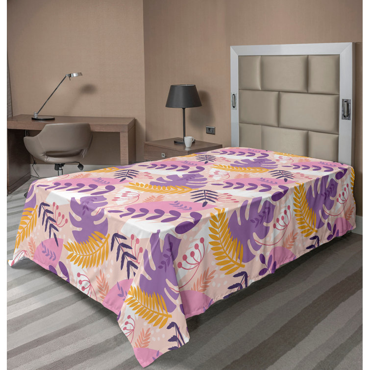 Drap plat à motif floral bohème Ambesonne