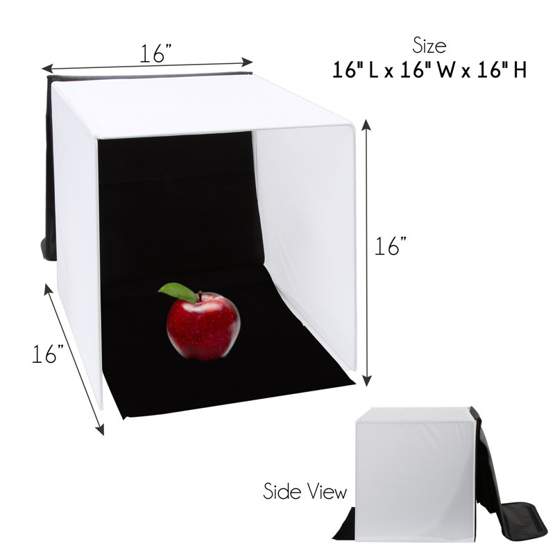 Compact Studio Photography Lighting Kit, 16" H x 16" W x 16" D