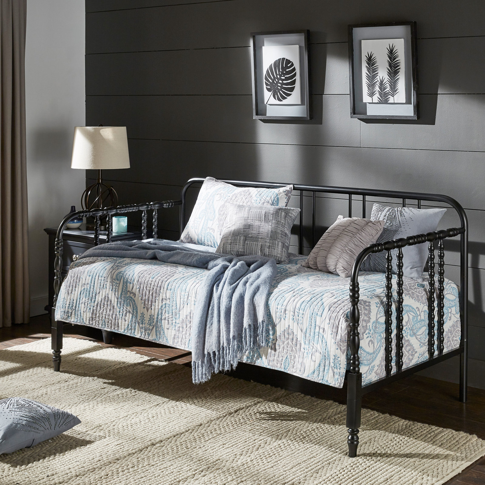 Abrielle Twin Iron Daybed, Black
