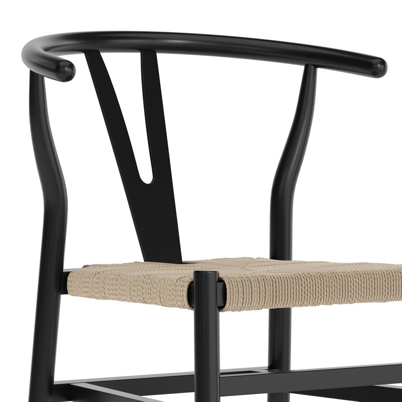 Commercial Y-Back Style Wood and Kraft Paper Stack Dining Chair, 1, Black