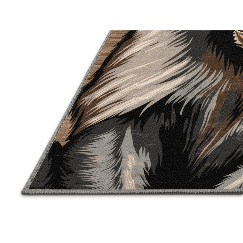 Washable Olive Baboon Wildlife Area Rug, Runner 2' x 4'