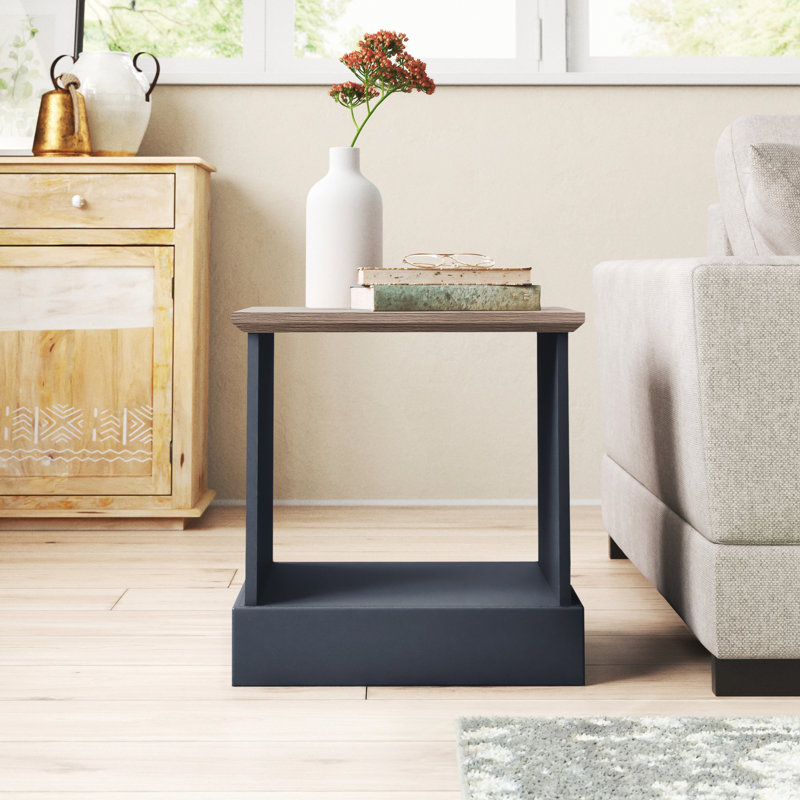 Brielle Floor Shelf End Table, Slate Blue
