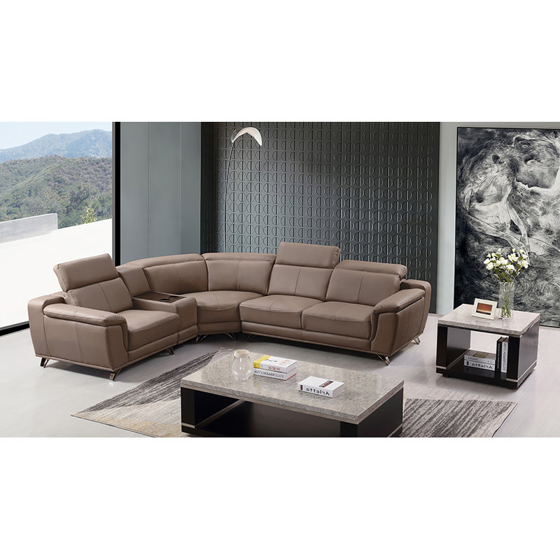 Canapé modulaire en cuir véritable faisant face à la droite de 36 po de largeur Lirison, Orienté à gauche (vu de face)