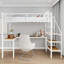 Lit mezzanine simple de taille simple avec bureau intégré en forme de L, construction robuste en fer blanc