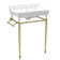 Whitehaus Collection 23" Console with Integrated Rectangular Bowl, Brass Leg Support and Side Towel Bar