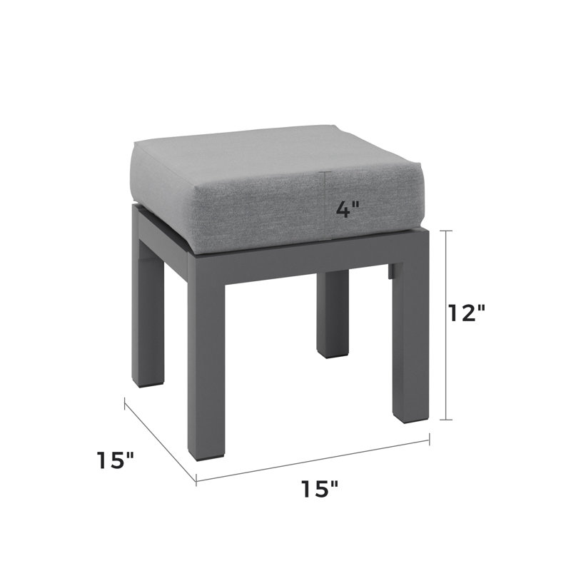 Brandtley Aluminum Ottoman, Gray
