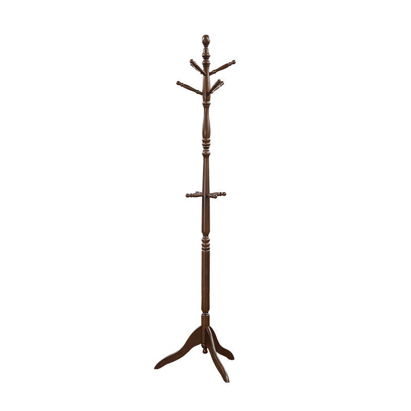Portemanteau classique en bois massif 10 crochets, Marron foncé