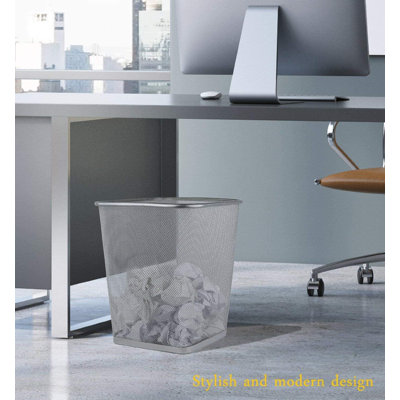 Poubelle en maille carrée, 6 gallons, paquet de 2 - poubelles légères pour chambre à coucher, cuisine, dortoir - poubelle pour bureau et maison