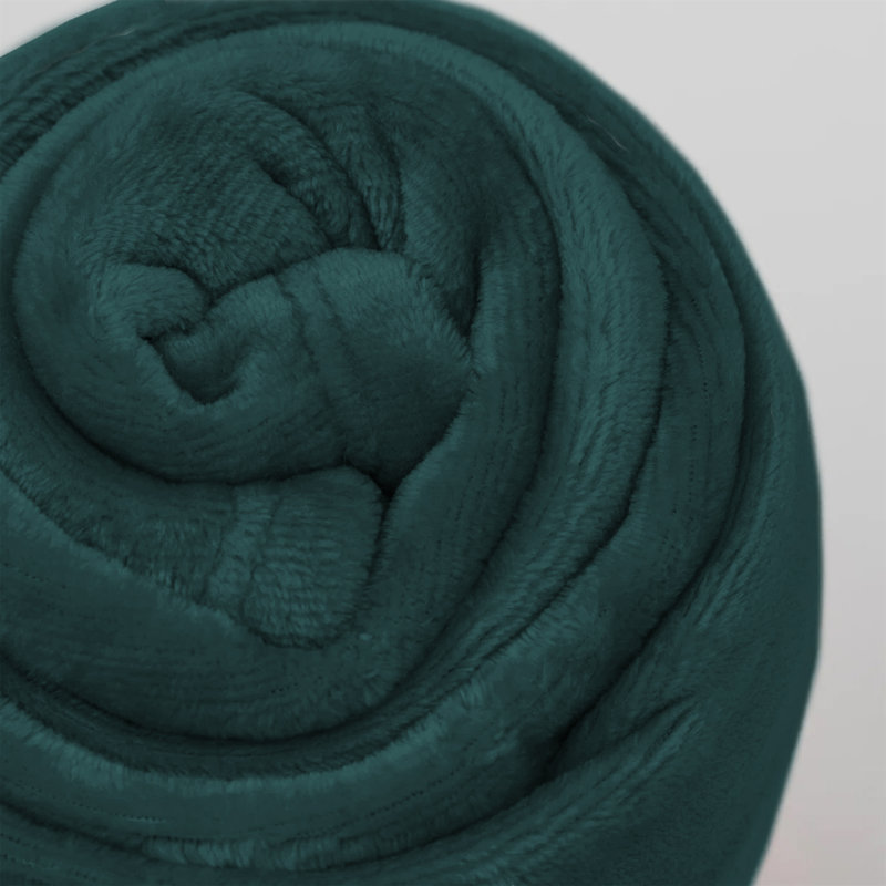 Couverture réversible en fausse fourrure de peluche vison, Grand, Émeraude
