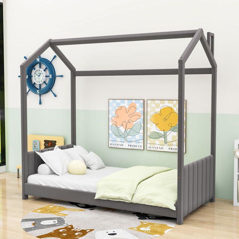 Afrah House Bed by Isabelle & Max, Grey, Twin