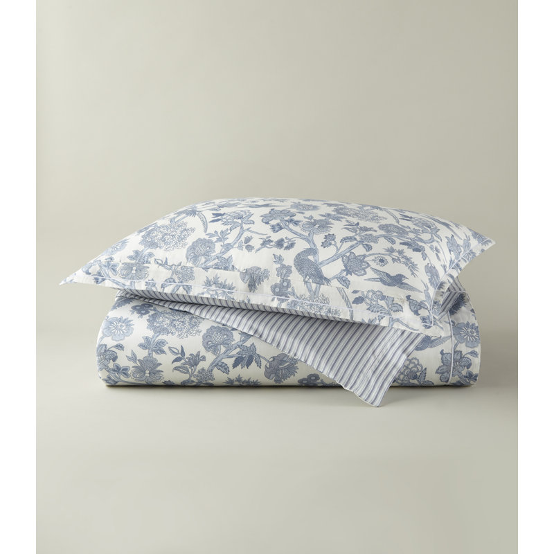 Highgrove Toile Classic Printed Duvet Sets, Blue Striped, King Duvet Cover + 2 King Shams