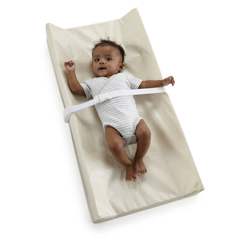 White Antibacterial Waterproof Contoured Baby Changing Pad