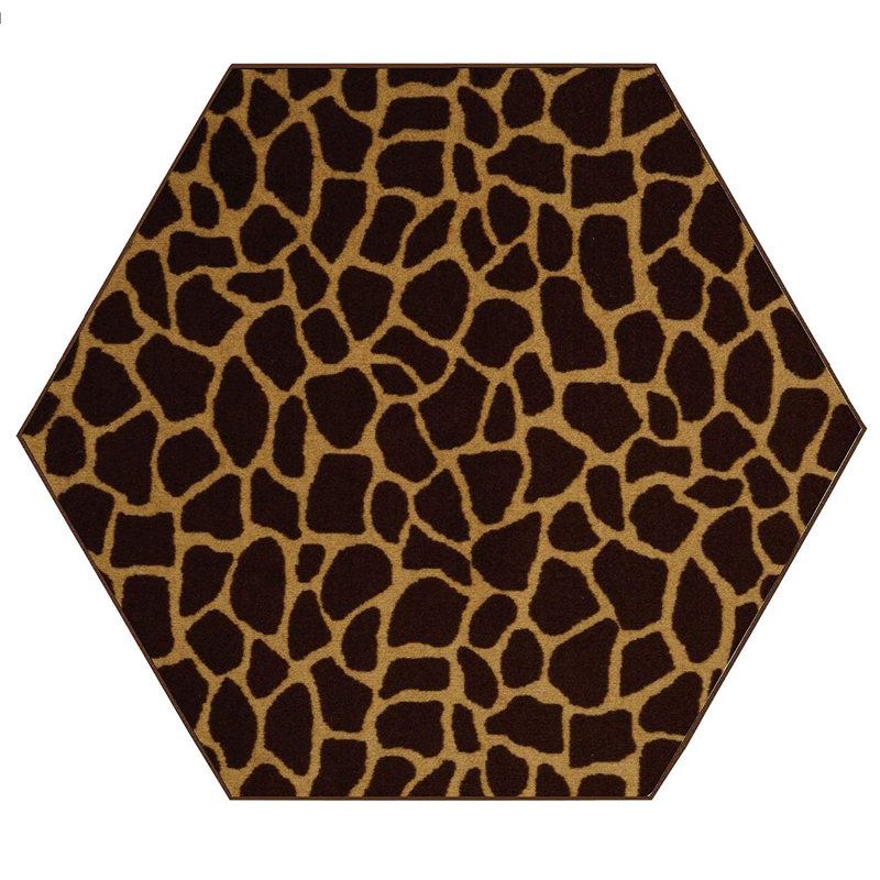 Tapis imprimé animal - Girafe, Hexagone de 11 pi