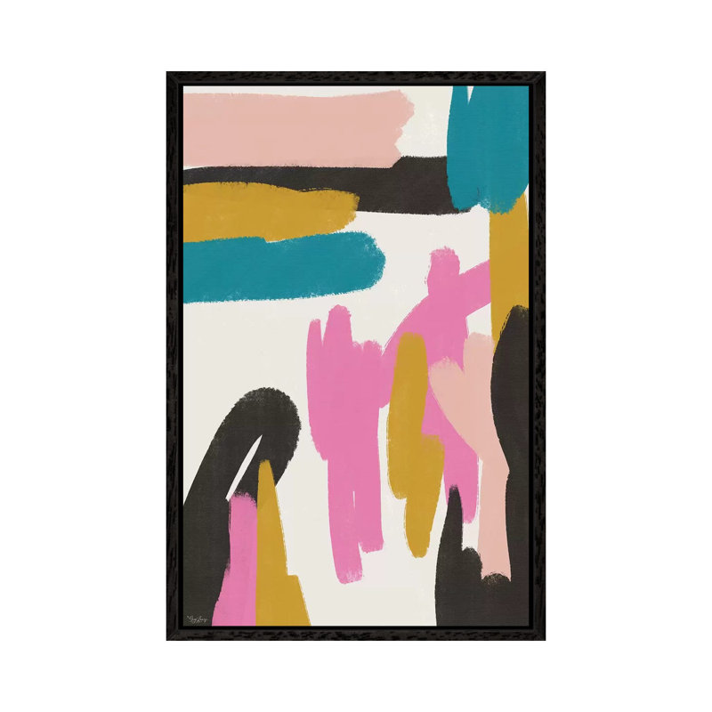 Pink Abstract I by Gigi Louise - Painting on Canvas, 101.6cm H x 66.04cm W x 3.81cm D, Black Framed