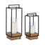 Ensemble de deux porte-bougies en bois et métal-1357890534
