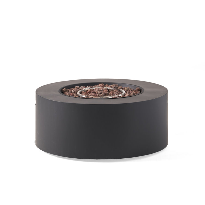 32" Patio 40,000 BTU Round Iron Propane Fire Pit, Dark Grey (Tank Cover Not Included)