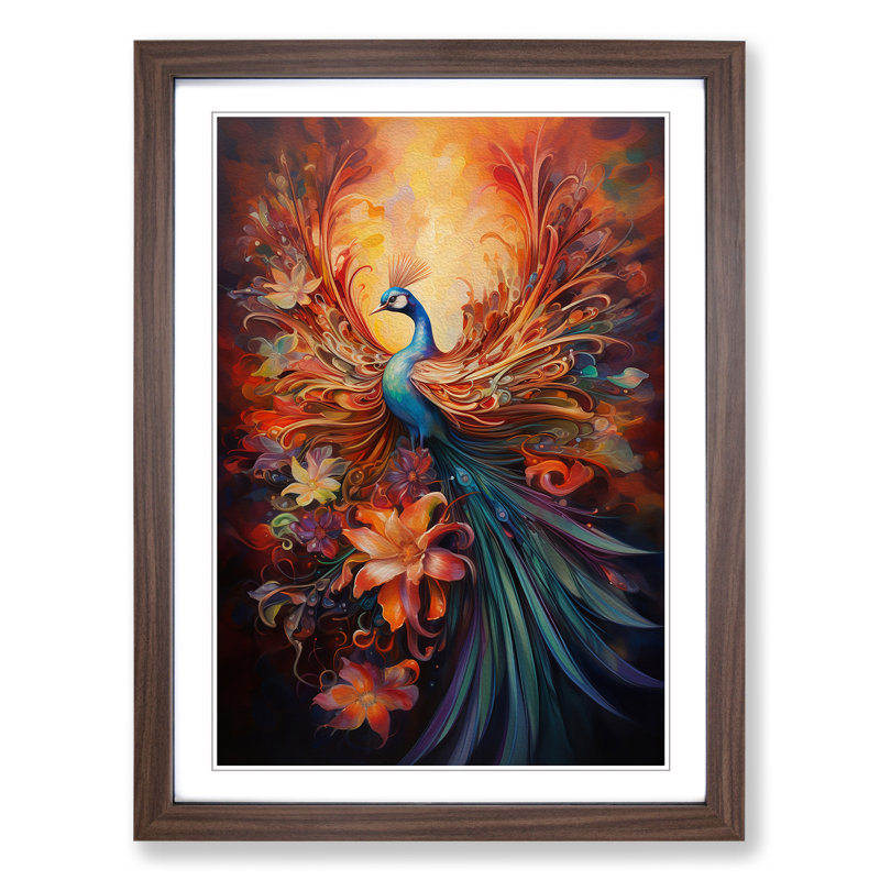 Bird of Paradise Expressionism - Framed Print, Walnut Framed, 64cm H x 46cm W x 2cm D