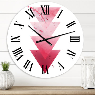 Triangles rouges, composition géométrique abstraite - horloge murale moderne