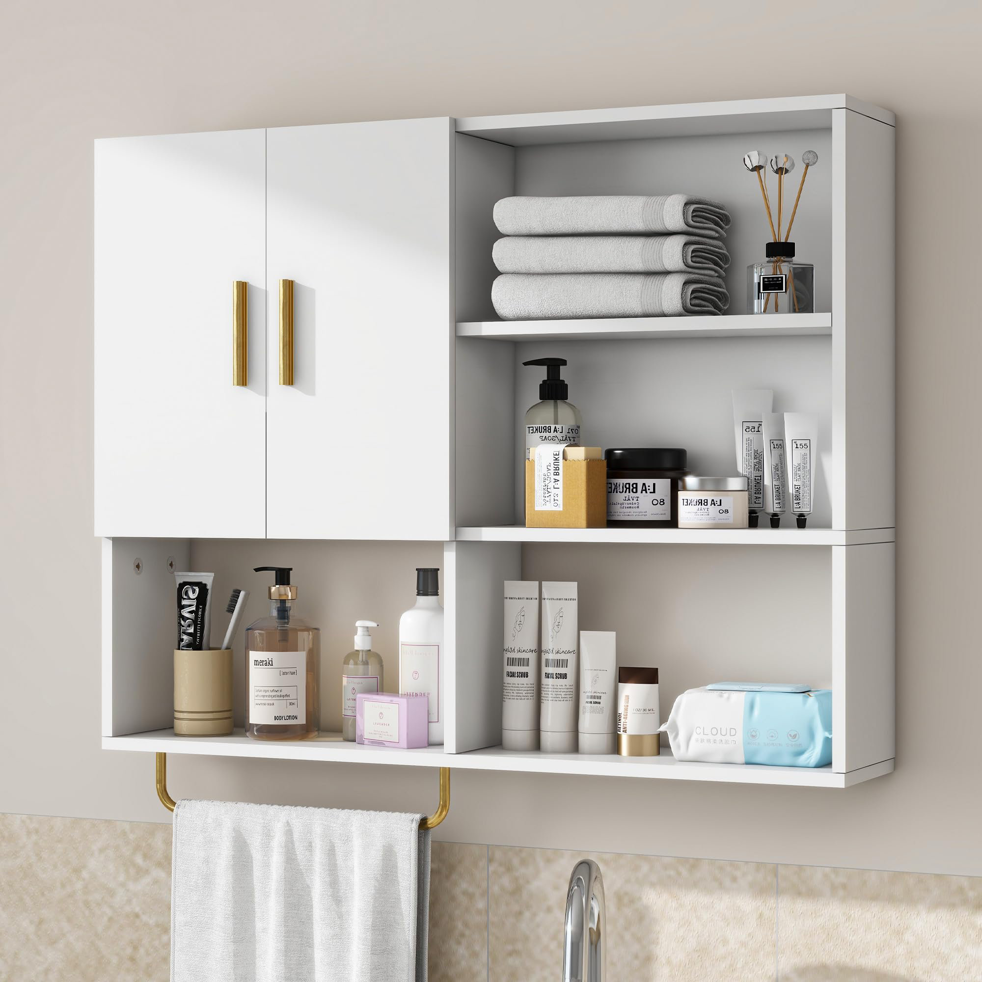Mercer41 Bathroom Wall Cabinet Solid Wood Large Wall Mounted Medicine ...