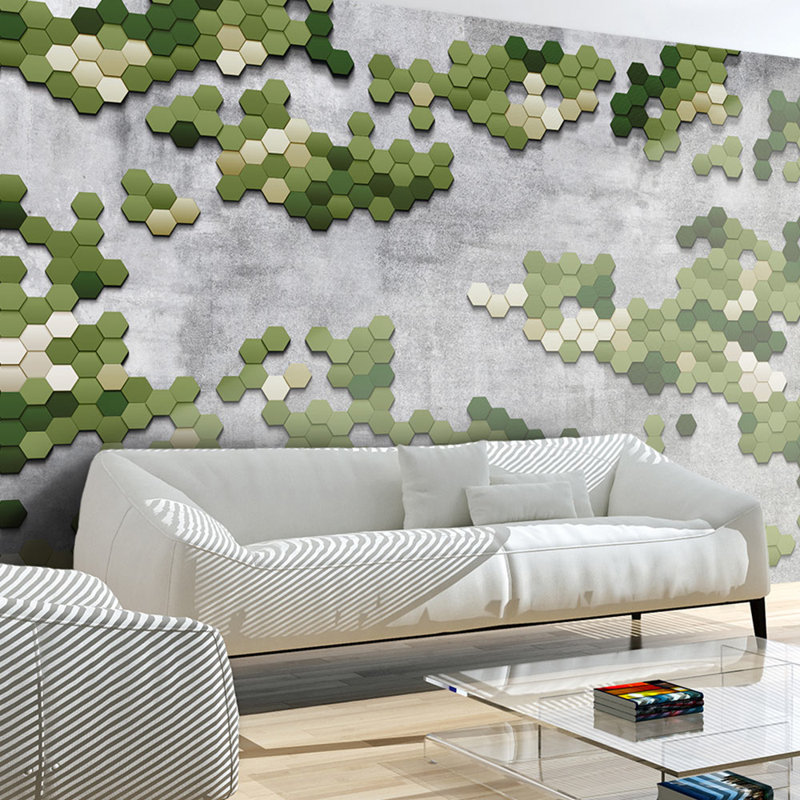 Geometric Wall Mural, Green, 3' L x 28" W