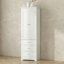 70 po Armoire de rangement autoportante blanche à 3 tiroirs pour salle de bain / bureau