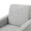 Fauteuil club décoratif, siège rembourré gris clair moderne, pieds en angle, bois d'hévéa