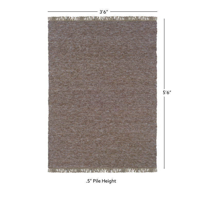 Brogan Hand-Woven Olive Area Rug, Rectangle 3'5" x 5'5"