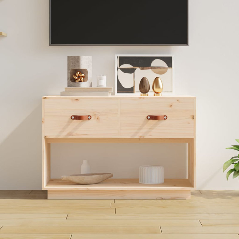 Karendeep Unfinished TV Stand for TVs up to 40", Light Oak