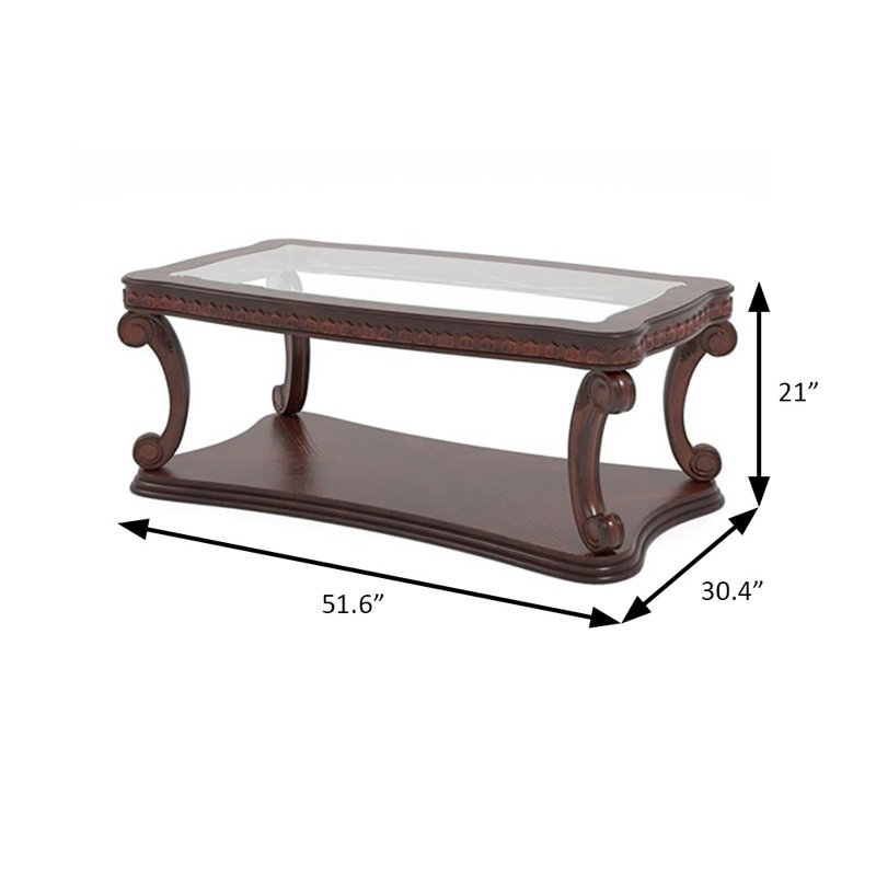 Table basse traditionnelle 51,6 po, chêne foncé