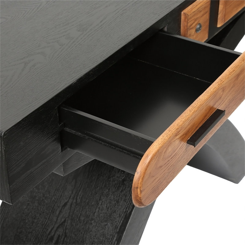 Console en frêne plaqué avec pieds croisés, Noir
