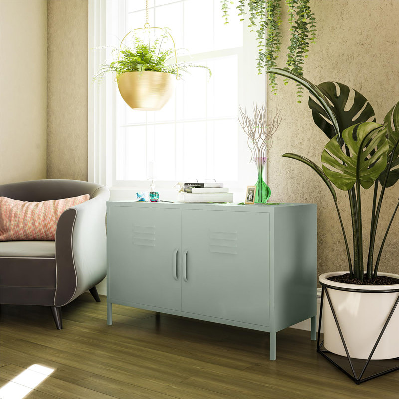 2-door metal locker accent cabinet, Pale Green