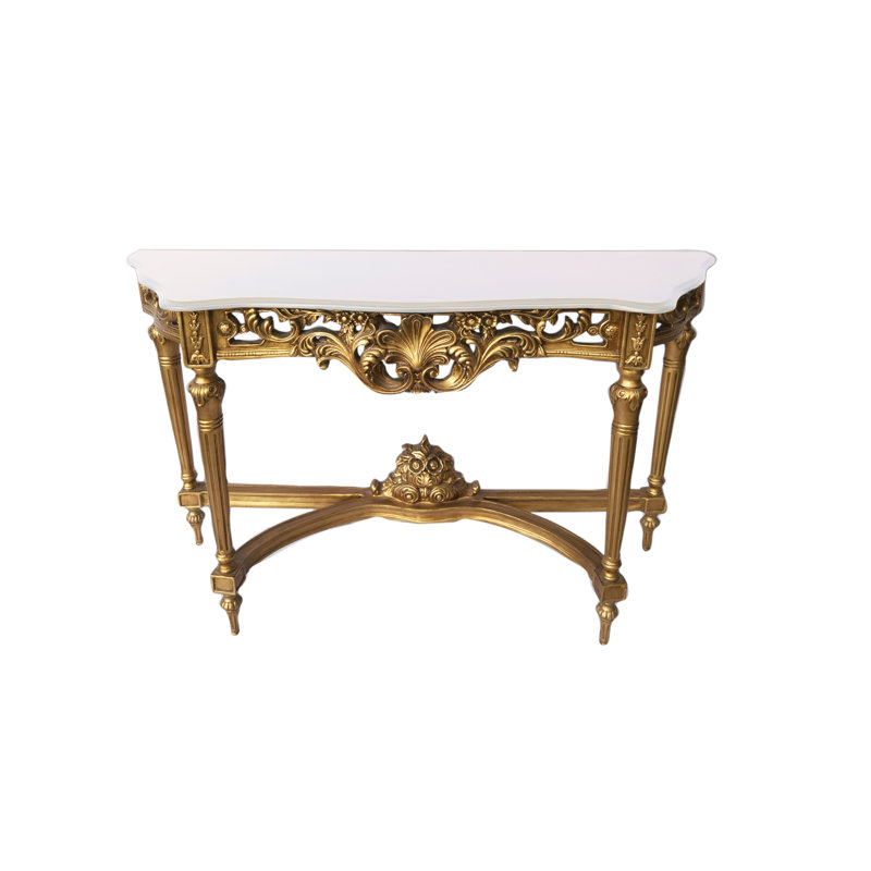 Daylan 54'' Marble Top Console Table, White