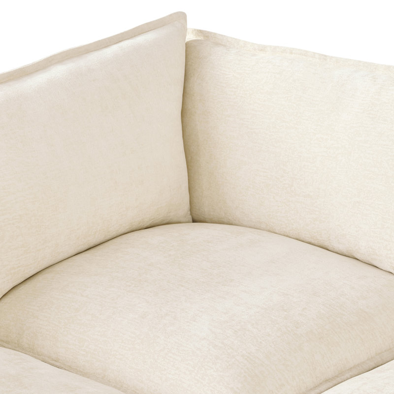 Grand canapé modulaire moderne en forme de U avec repose-pieds amovible, Coton beige, H 35,4 po x l 136,2 po x P 66,5 po