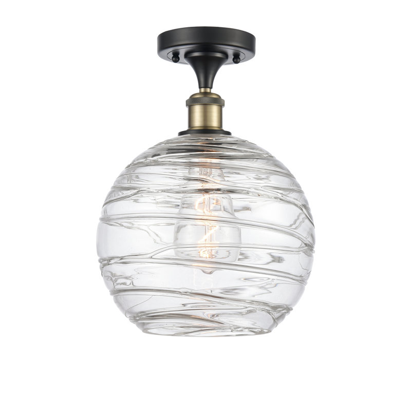Plafonnier semi-encastré 1 lumière 8 po Anie, Ampoule non incluse, Laiton antique noir, H 15 po x l 10 po x P 10 po