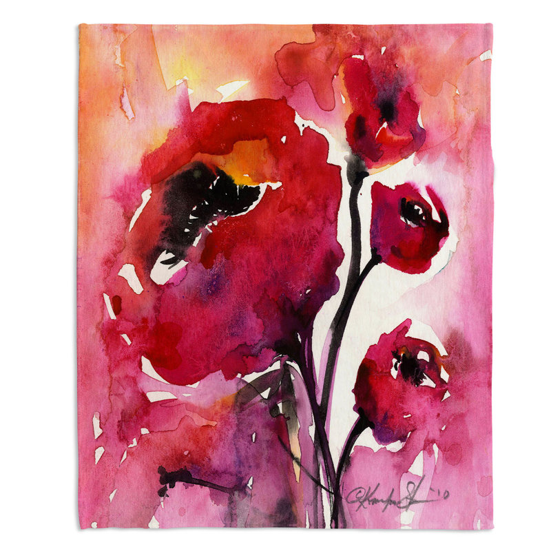 Couverture sherpa doux 17 pouces floral, l 68 po x L 80 po