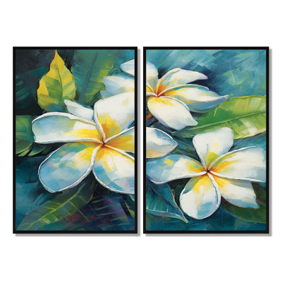 White Plumeria Symphony Magic I - Plumeria Wall Art Decor