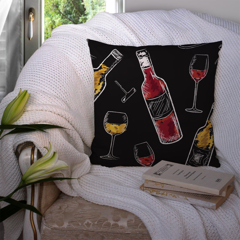 Outdoor Throw Pillow, Black/Red, 14" x 14"