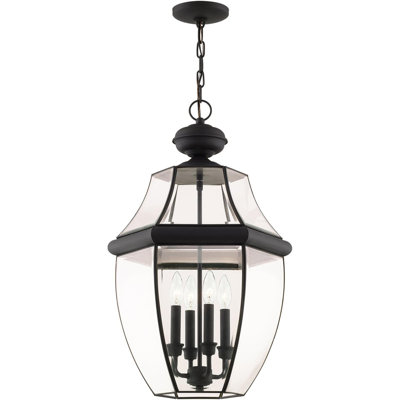 Luminaire suspendu d'extérieur à lanterne d'extérieur, abat-jour en verre biseauté transparent