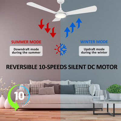 56" Smart DC Motor Ceiling Fan with LED Lights, Remote Control and Downrod Inculded