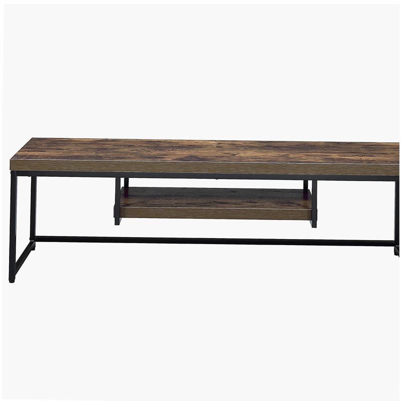 Weathered Oak and Black 1-Layer TV Cabinet