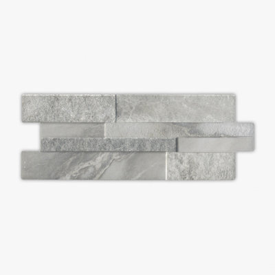 Marbleworks Grey Matte 6 1/4x15 3/4 Interlocking Porcelain Ledger Panel
