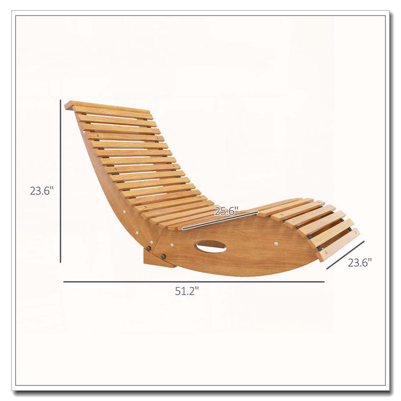 Chaise berçante ergonomique en bois avec siège à lattes Outsunny