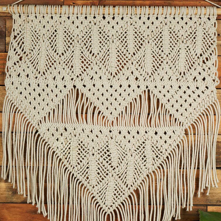 Macrame Cotton Wall Hanging Dakota Fields Color: Black, Size: 39 H x 45 W