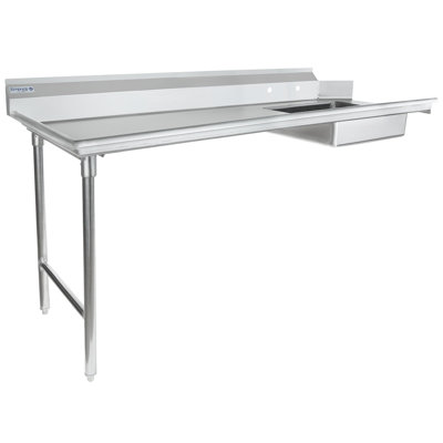 Empura 72" Wide Stainless Steel Soiled Dishtable with Backsplash | Straight Design Left Hand Side Commercial Worktop table for Restaurant Diner Cafeteria Kitchen | 72"W x 30"D x 41.5"H, 16 Gauge, NSF