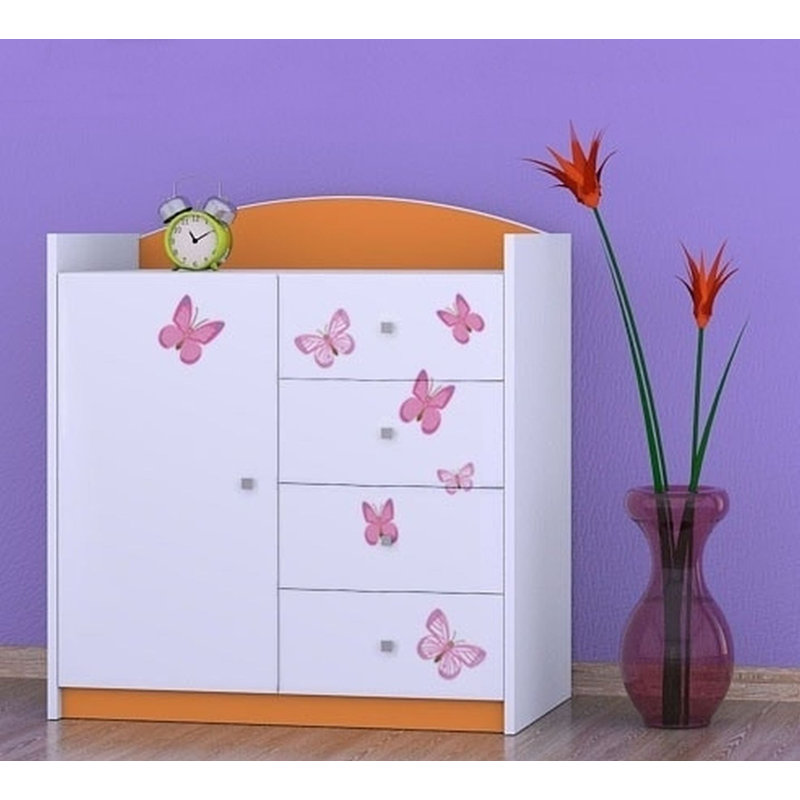 Nicoletti Kids 4 - Drawer Combo Dresser, Orange