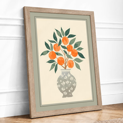 Blossoms in Grey Botanical - Framed Print